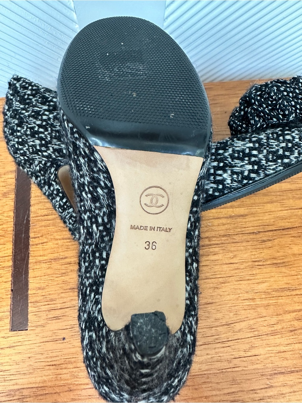 CHANEL Camellia Tweed Heels - Picture 10 of 12